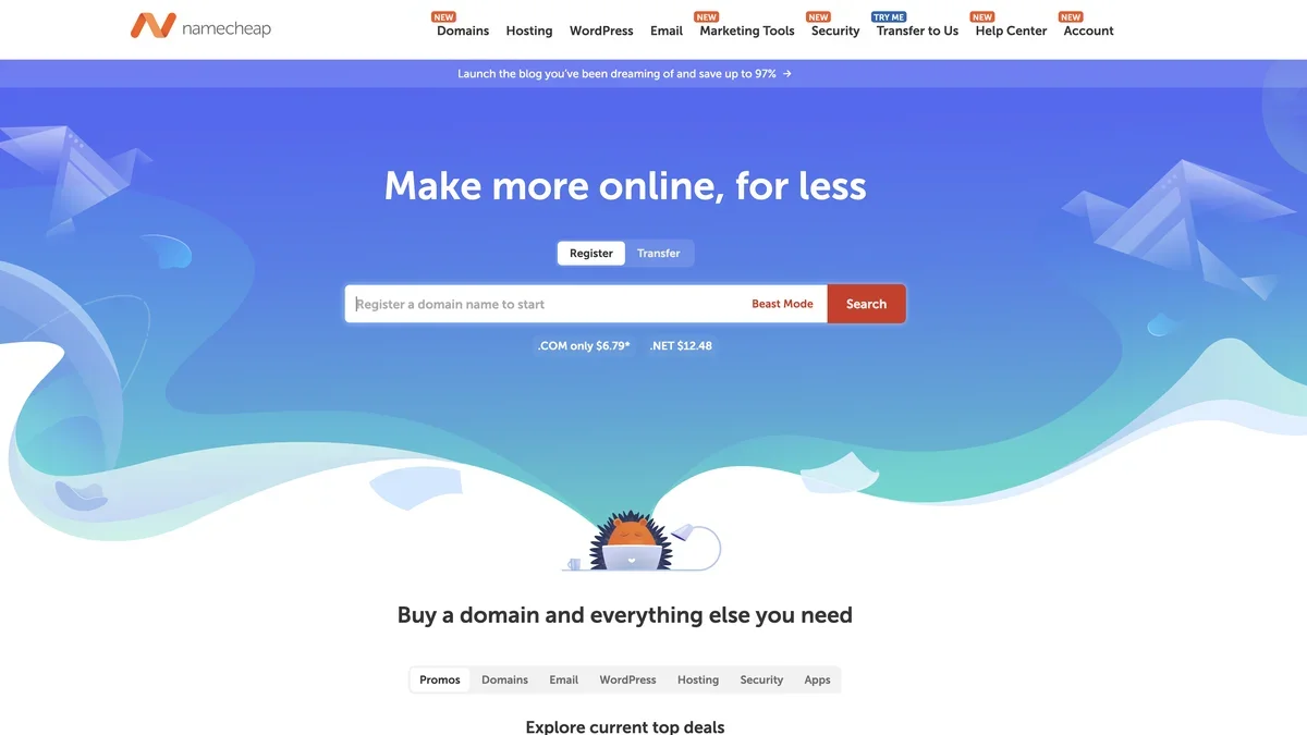 Namecheap screenshot