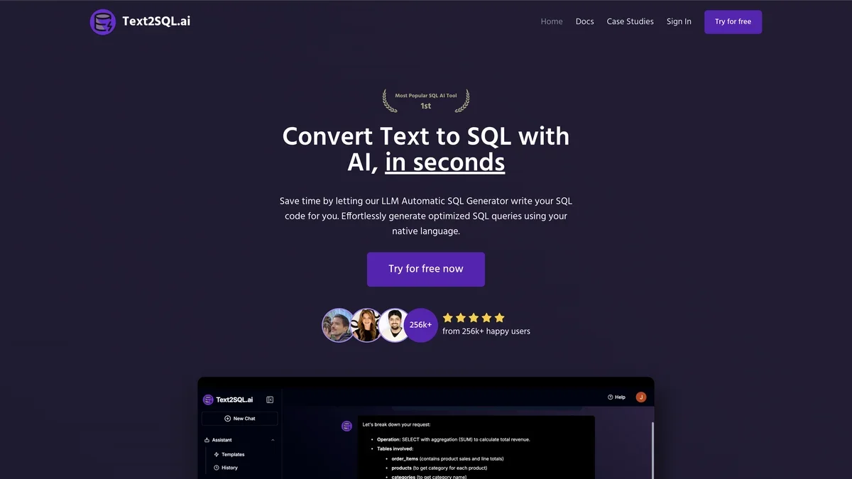 TEXT2SQL.AI screenshot